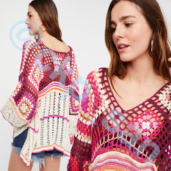 Rare Free People Call Me Crochet Top Sz M-L - Picture 3 of 17